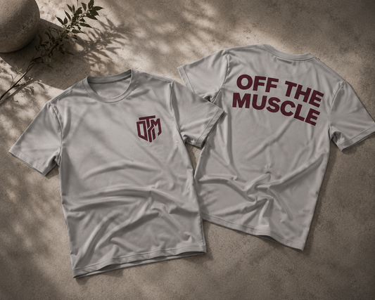 OTM ESSENTIAL TEE 'LIGHT GREY/CRIMSON'
